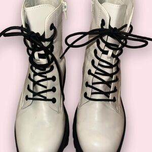White leather combat boots size 8.5